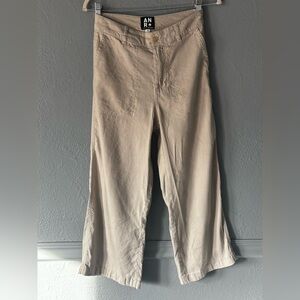 ANR+ Anthropologie Linen Blend Wide Leg Crop Pants XS Beige